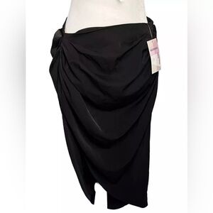 Wdriara Woman’s Swimsuit Cover Up Ruched Side Zip Black Size Medium NWT